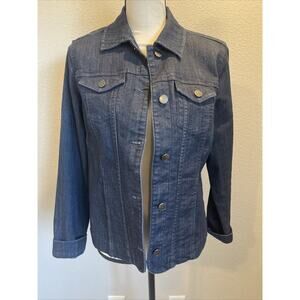 Croft & Barrow Long Sleeve Button Up Jean Jacket Womens Size Small Dark Wash